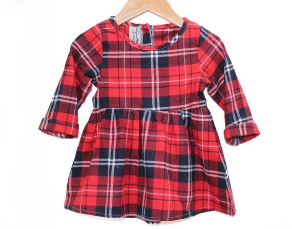 Red Plaid DRESS With Hand Sewn Back Buttons