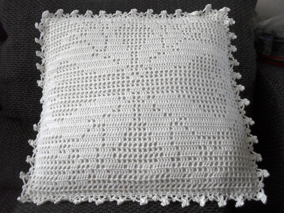 Filet Crochet Pillow Pattern,White Tulips vintage pillow ...