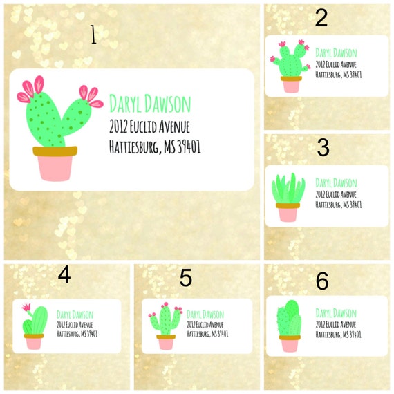 Cute cactus return address labels address labels address