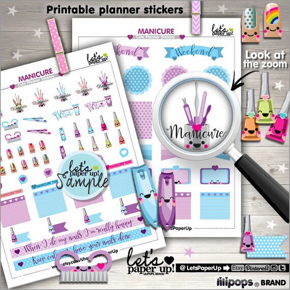 60off manicure stickers printable planner stickers beauty