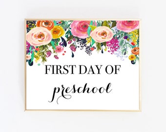 Instant Download First Day Of School, First Day Of School Sign, First Day Of Preschool Sign, First Day Of Preschool Printable, Reusable