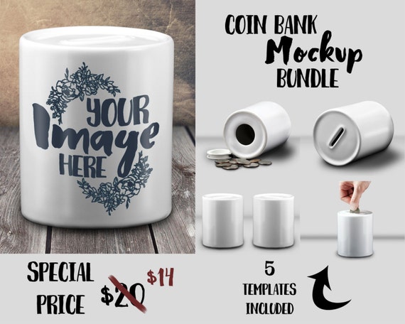 Download Ceramic Coin Bank mockup template Piggy Bank Money Bank