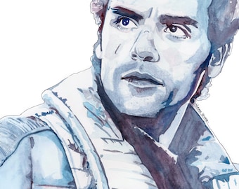 Star Wars Poe Dameron (Oscar Isaac) Watercolour Portrait Print