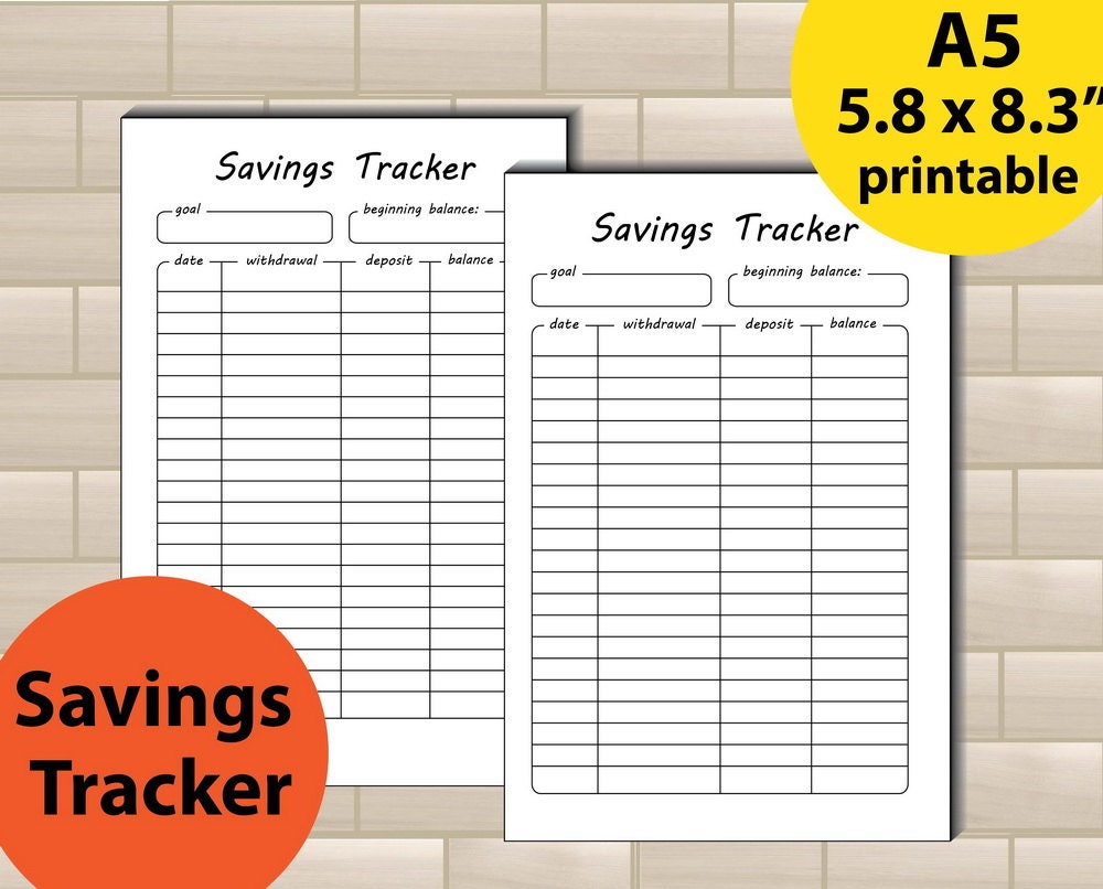 Savings Tracker Finance Organizer Savings Plan money