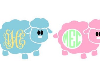 Cute Sheep Monogram SVG, Studio 3, DXF, AI, Ps and Pdf Cutting Files for Electronic Cutting Machines
