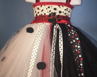 Cruella De Ville tutu dress, Dalmations tutu dress, Black and white tutu dress, Villain tutu dress, black and white villain costume
