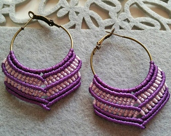 Boho earrings, Mother's Day gift, macrame earrings, hoop earrings, macrame jewellery, bollywood earrings, tribal earrings, boho jewellery