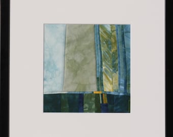 Quilt, patchwork, original, textiles mural, Artquilt, title: "Hopeful blue"