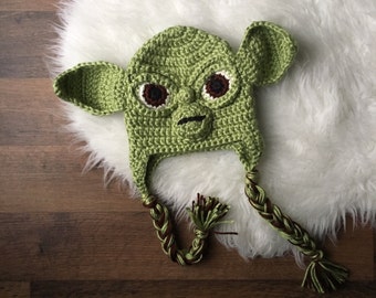 Crochet Yoda Hat | Crochet Yoda Costume | Yoda Hat | Yoda Costume | Crochet Gifts | Custom Crochet | Crochet Winter Hats | Crochet Beanie |