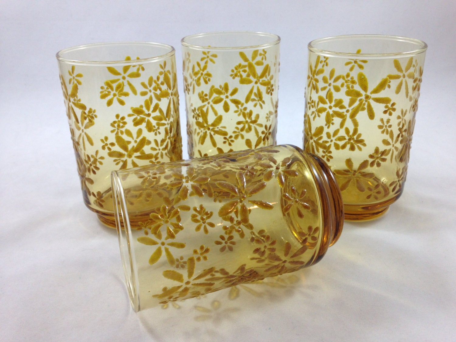 Libbey drinking glasses Set of 4 amber Libbey glasses