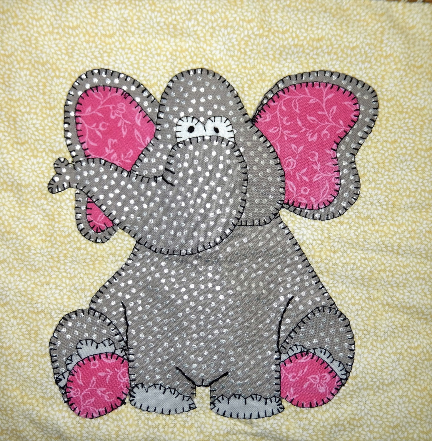 African elephant PDF applique nursery quilt pattern zoo or or