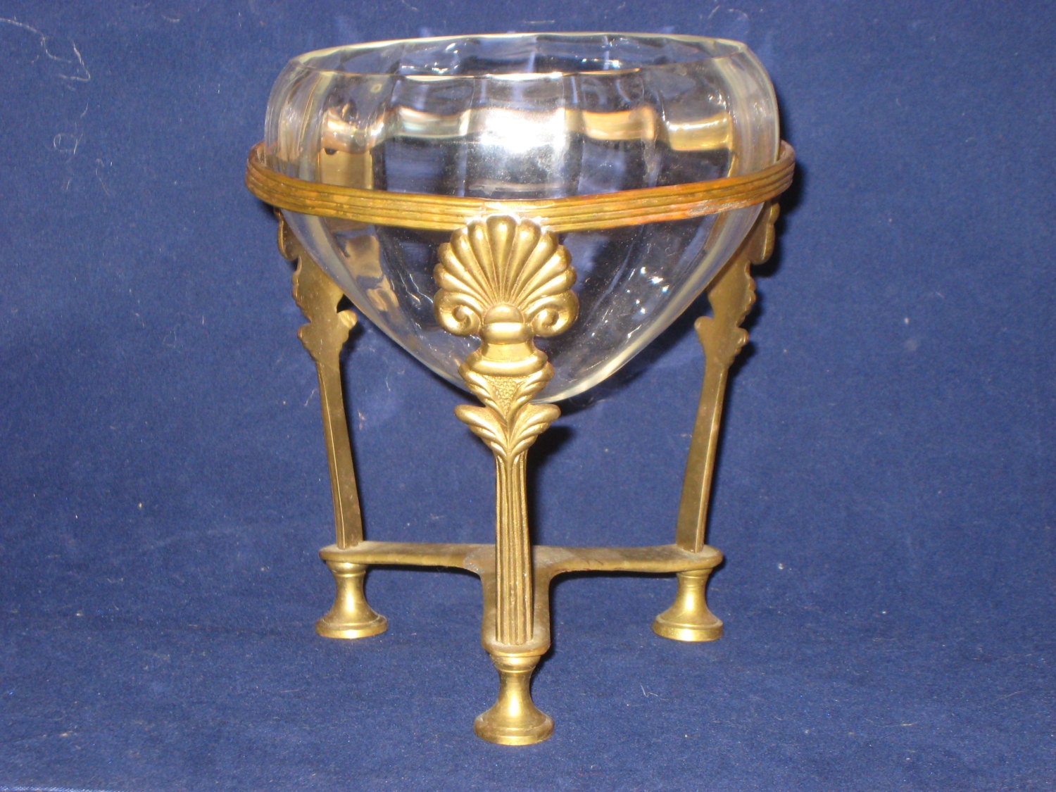 Brass Bowl Holder/Art Deco Stand/Vintage Brass and