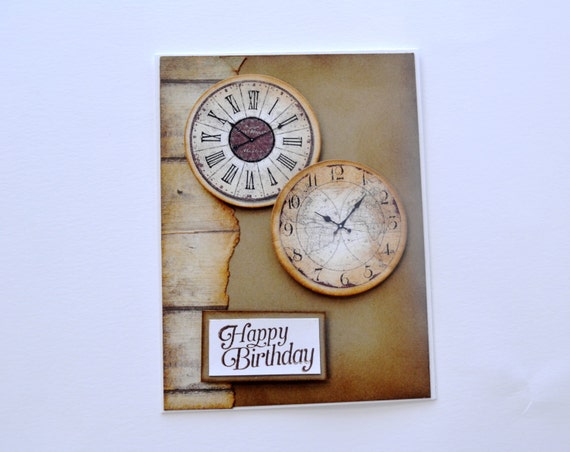 Items similar to Handmade Clock Birthday Card /Card for Dad / Card for ...