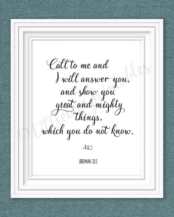 Jeremiah 33:3 printable bible verse Call to me and I will