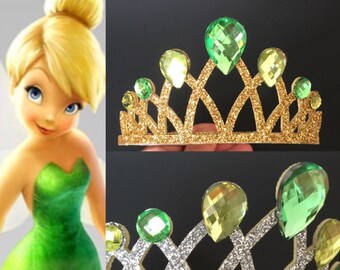 SALE,Tinker Bell Crown,Tinker Bell headband,Tinker Bell Elastic headband,Green crown,tinker bell costume,Tiana Elastic headband,Tiana Crown