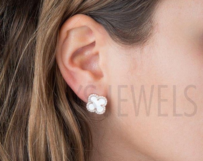 Silver Clover Earrings | Mother of Pearl Earrings | Sterling Silver Earrings | Mother of Pearl | Clover Earrings | Mother of Pearl Jewelry