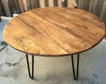 Old fart circular reasoning coffee table, reclaimed wood, craft furniture, mid century Modern, vintage, rustic,