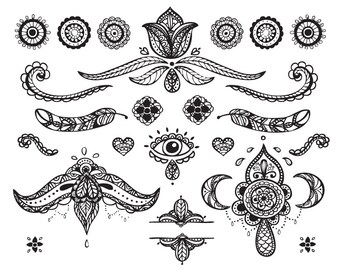 Boho Tattoo fatima hamsa Hand Pattern Tattoo by ArrowTattoo