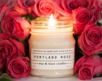 Portland Rose Candle - All Natural Oregon Soy Candle - Spring Summer Original Unique Gift