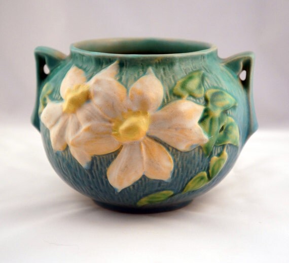 Roseville Pottery Clematis JardiniereBlue