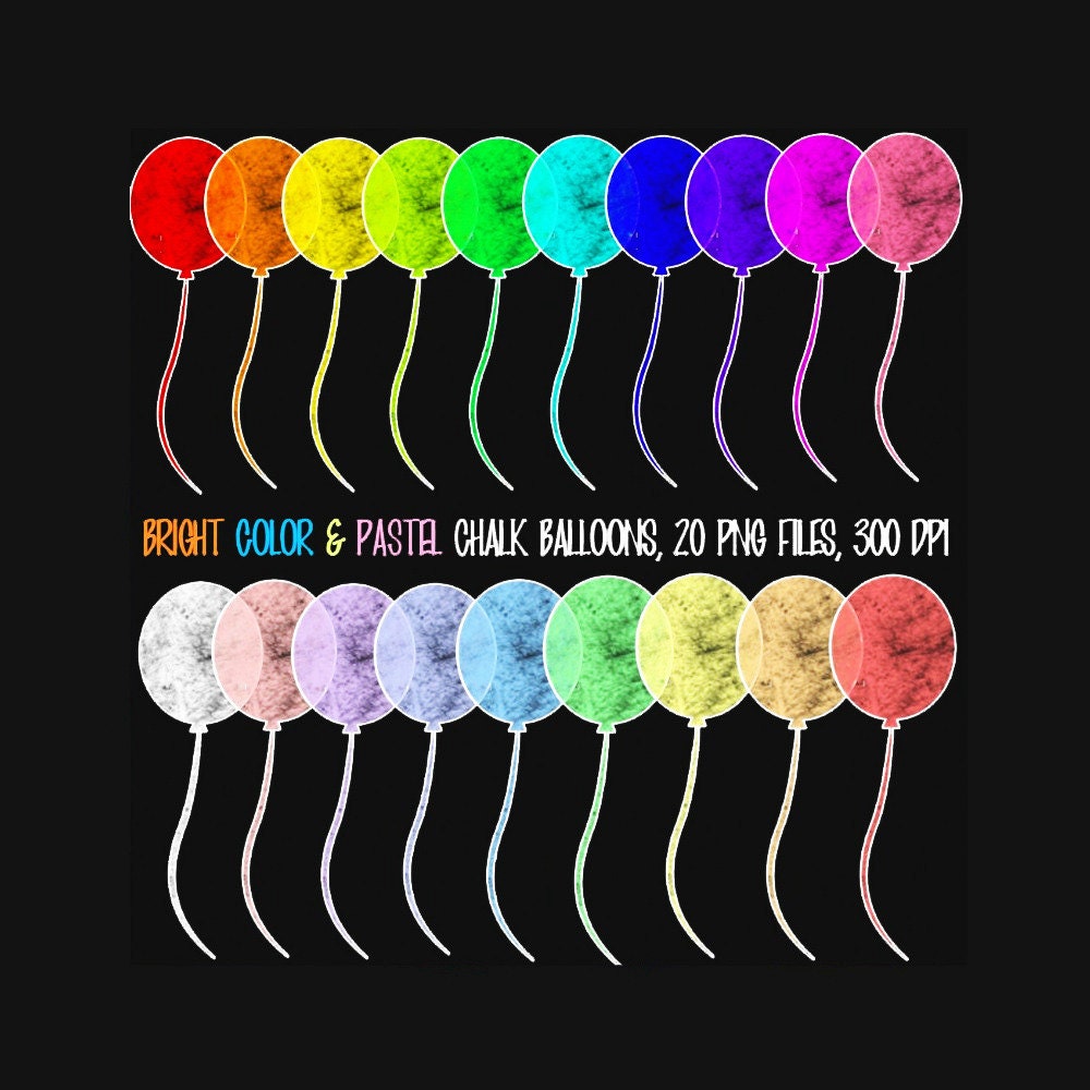 sALEColorful Chalk Balloons both BRIGHT & by TbLSimplyDigital