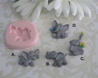 Elephant Molds - Small Elephant Silicone Molds - Elephant Flexible Molds - Flexible Molds - Silicone Molds - Food Safe Molds - Craft Molds