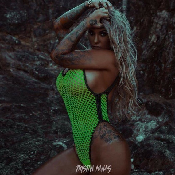 ORIGINAL *** MissManeater VANDALIZE see-thru mesh zip side designer swimsuit *** THONG cut!