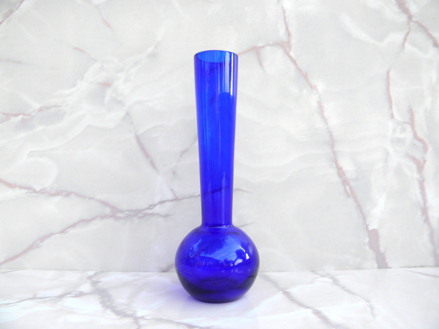 Beautiful Cobalt Blue Glass Vase Vintage Small Blue Glass