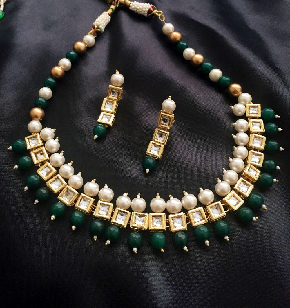 kundan necklace set kundan full set Indian jewelry by InthePitara