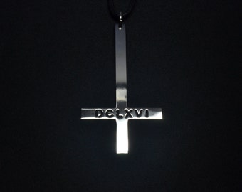 Inverted Cross Pendant 666 Necklace DCLXVI Logo Symbol Satan