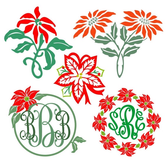 Poinsettia Flower Christmas Cuttable Design SVG DXF EPS use