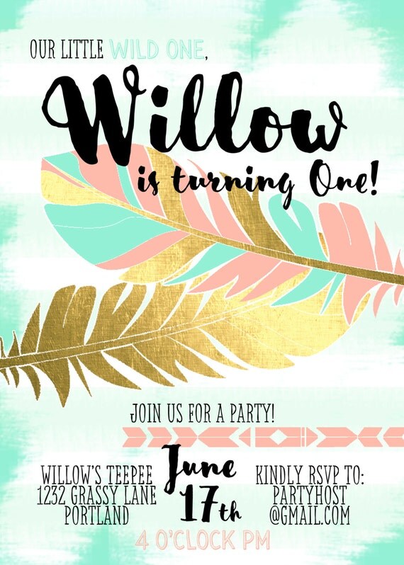 Boho Chic Birthday Invitation Printable Digital File JPG or