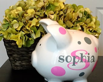Personalized Custom Large Piggy Bank Dots