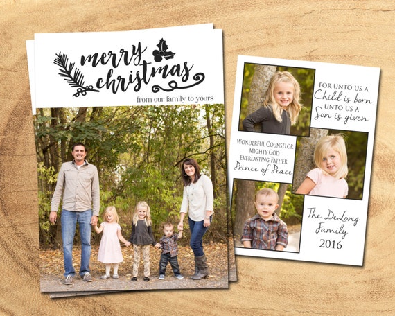 CHRISTMAS PHOTO CARD For Unto Us A Child Is Born Christmas