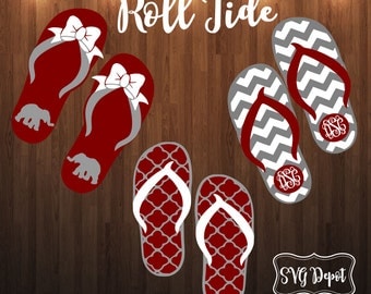 Alabama Flip flops svg file, roll tide svg, chevron flip flops svg, cut file