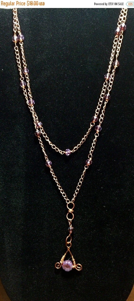 Copper chocker necklace amethyst copper by BellasJewelryTree