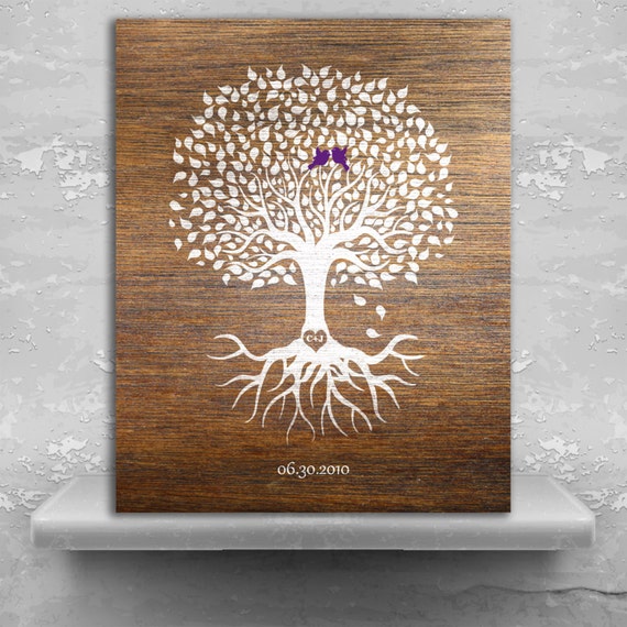 6th Anniversary Personalized Wedding Tree Faux Wood Minimalist Tree ...