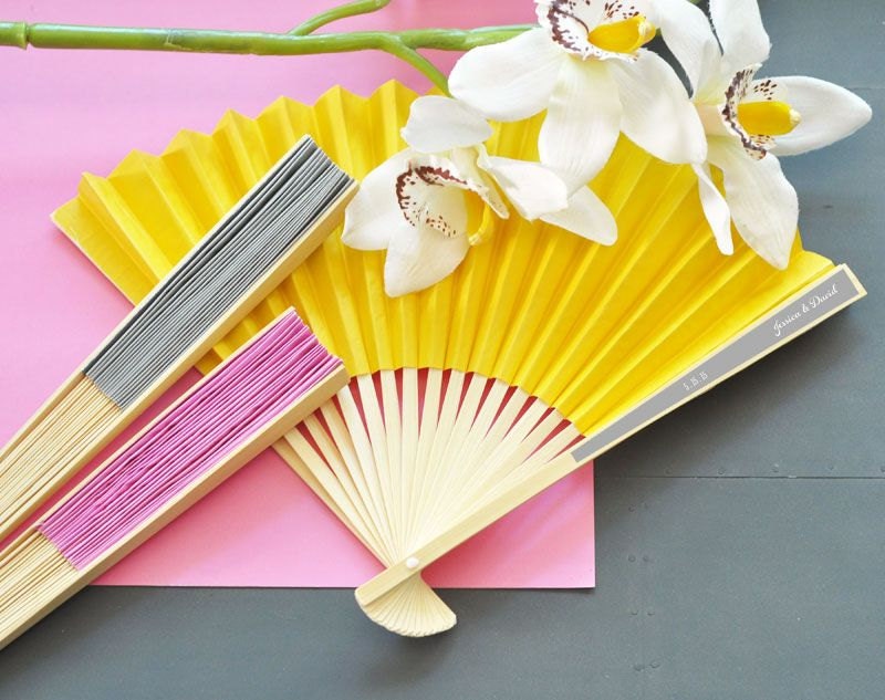 36 Personalized Colored Paper Fans by aboutthatwedding on Etsy
