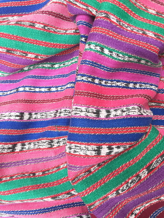 Sale Boho Fabric Vintage Pink Guatemalan Ikat Cotton 150