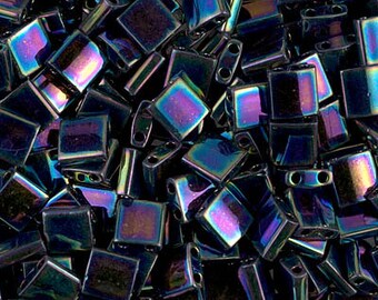 Tila Bead- Metallic Variegated Blue Iris #455 Miyuki Tila Beads - 10 grams