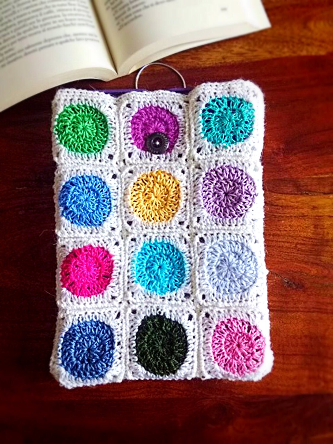Colourful crochet case for ipad tablet book ideal gift for