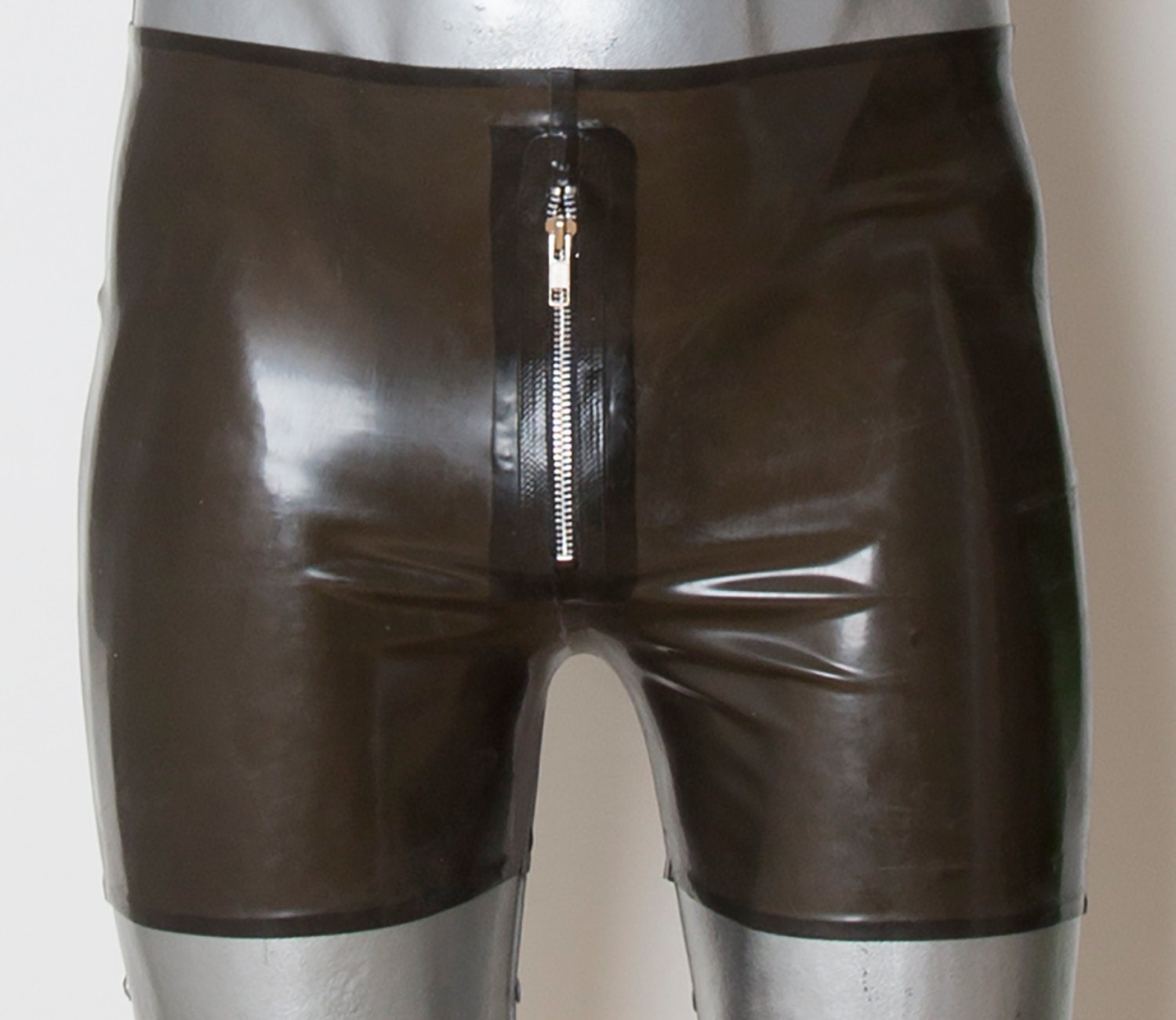 Latex Rubber Front Zip Boxer Shorts New Sample by HonourLatex