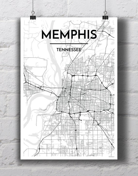 Black & White Memphis City Map Print