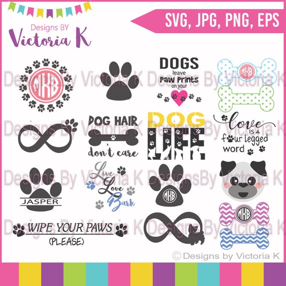 Download 17 Pet files Dog Bundle Monogram Bones Paws Tshirt SVG