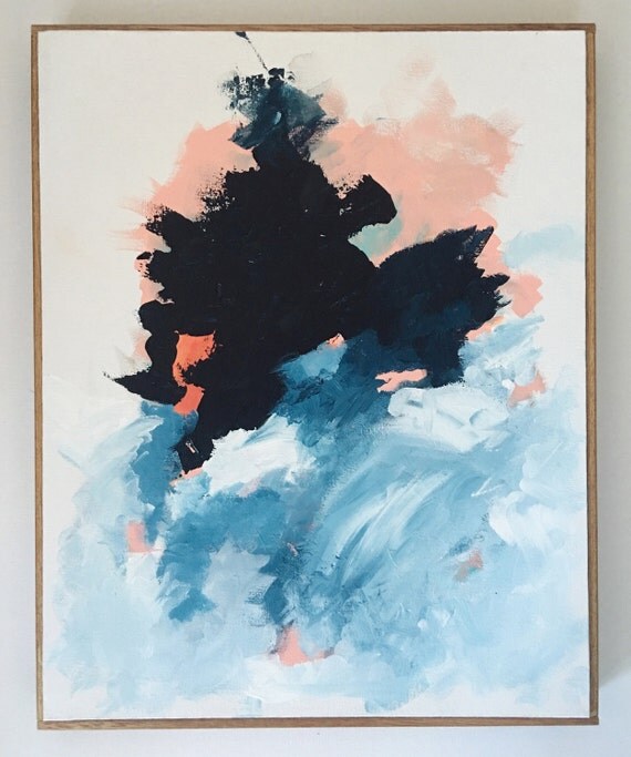 Modern Abstract Art navy and pink