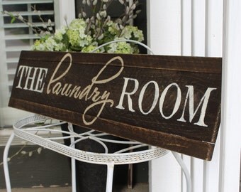 Farmhouse Style Rustic Hand Painted Wood Sign The Laundry Room Wall Decor, Shabby Chic Decor, Primitive Wall Hanging, Laundry Room Ideas