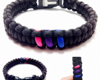 Bi Pride Paracord Bracelet - Flint Buckle Paracord Bracelet - Bi Pride Survival Bracelet - Bi Pride Bracelet - Paracord Bracelet - Survival