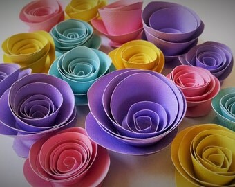 Spring Easter Decor, Colorful Paper Flowers, Table Decorations