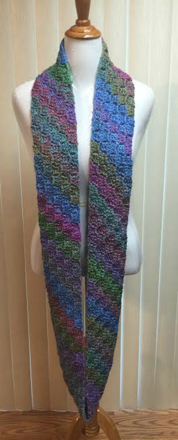 Crochet Scarf Infinity Scarf Blue Scarf by CozyNCuteCrochet