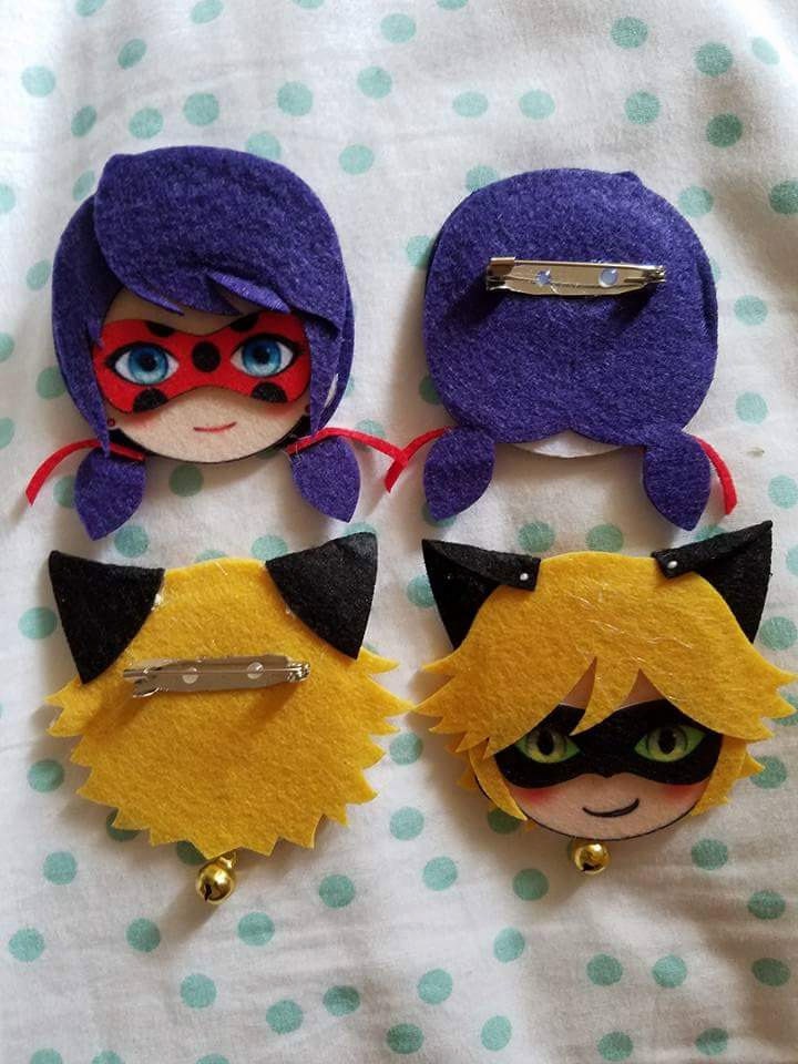 Felt Pins Miraculous Ladybug Chat Noir 